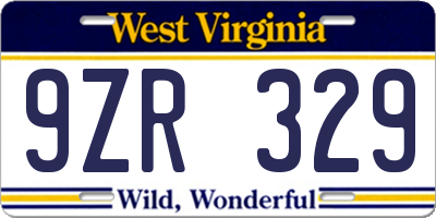 WV license plate 9ZR329