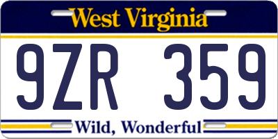 WV license plate 9ZR359
