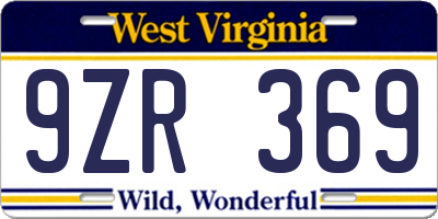 WV license plate 9ZR369