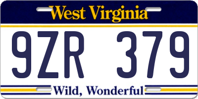 WV license plate 9ZR379