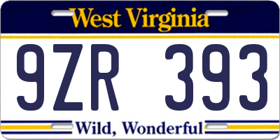 WV license plate 9ZR393