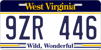 WV license plate 9ZR446