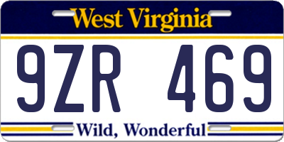 WV license plate 9ZR469