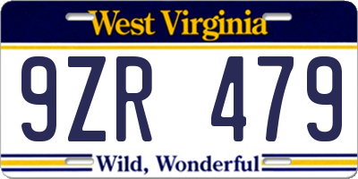 WV license plate 9ZR479
