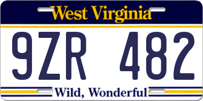 WV license plate 9ZR482