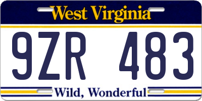WV license plate 9ZR483