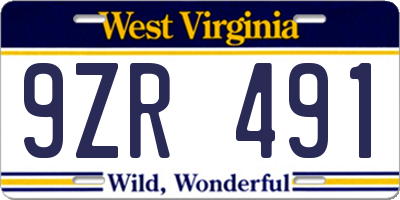WV license plate 9ZR491