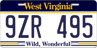 WV license plate 9ZR495