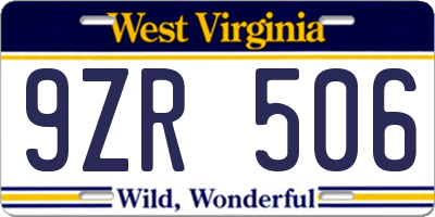 WV license plate 9ZR506