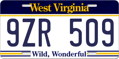 WV license plate 9ZR509