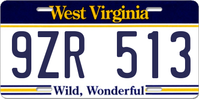 WV license plate 9ZR513