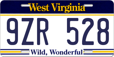 WV license plate 9ZR528