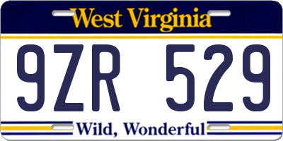 WV license plate 9ZR529