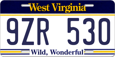 WV license plate 9ZR530