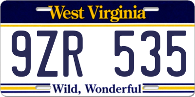 WV license plate 9ZR535