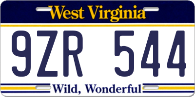 WV license plate 9ZR544