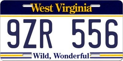 WV license plate 9ZR556
