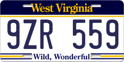 WV license plate 9ZR559