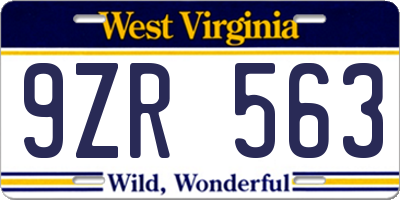 WV license plate 9ZR563