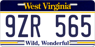 WV license plate 9ZR565