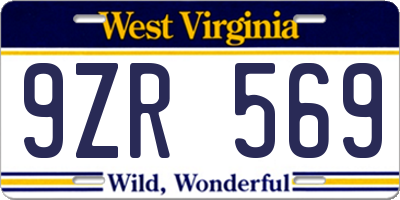 WV license plate 9ZR569