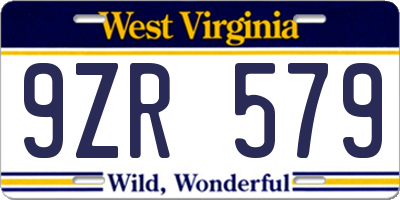 WV license plate 9ZR579