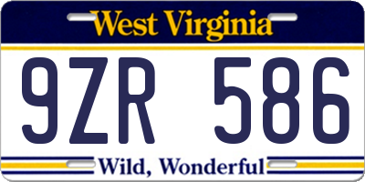 WV license plate 9ZR586