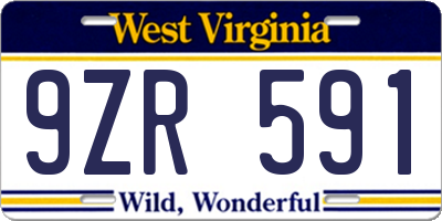 WV license plate 9ZR591