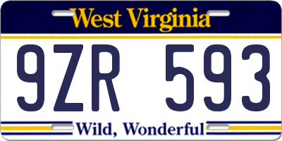 WV license plate 9ZR593