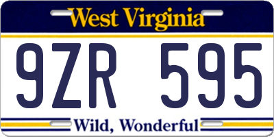 WV license plate 9ZR595