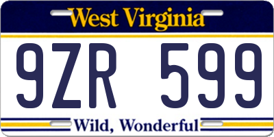 WV license plate 9ZR599