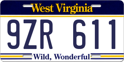 WV license plate 9ZR611