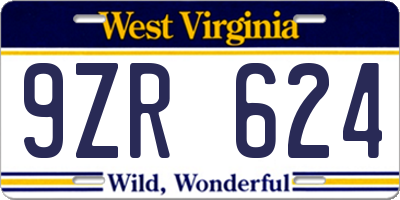 WV license plate 9ZR624