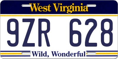 WV license plate 9ZR628