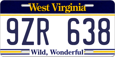 WV license plate 9ZR638