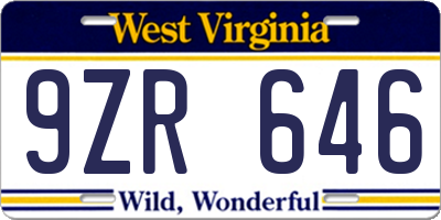WV license plate 9ZR646