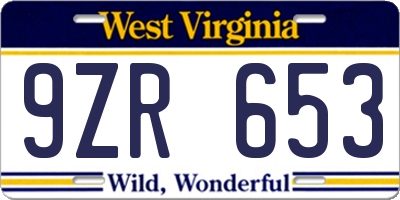 WV license plate 9ZR653