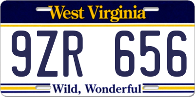 WV license plate 9ZR656