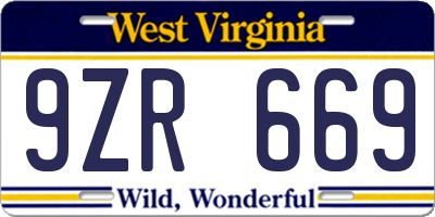 WV license plate 9ZR669