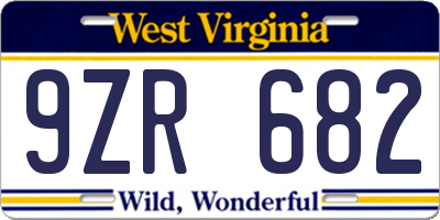 WV license plate 9ZR682