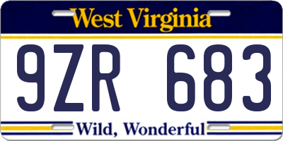 WV license plate 9ZR683