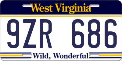 WV license plate 9ZR686