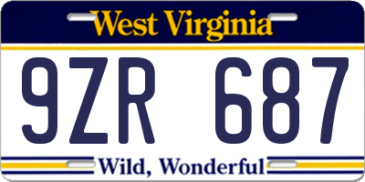 WV license plate 9ZR687