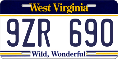 WV license plate 9ZR690