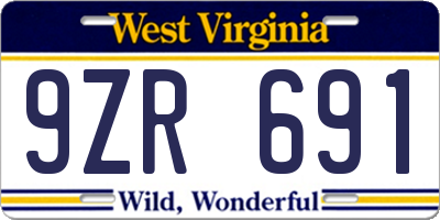 WV license plate 9ZR691