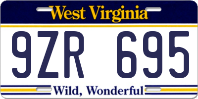 WV license plate 9ZR695