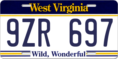 WV license plate 9ZR697