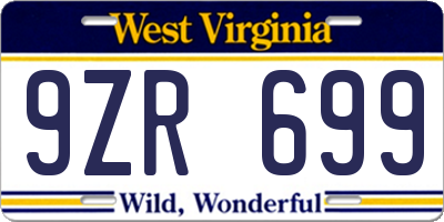 WV license plate 9ZR699