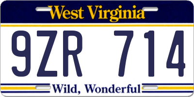 WV license plate 9ZR714