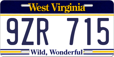 WV license plate 9ZR715